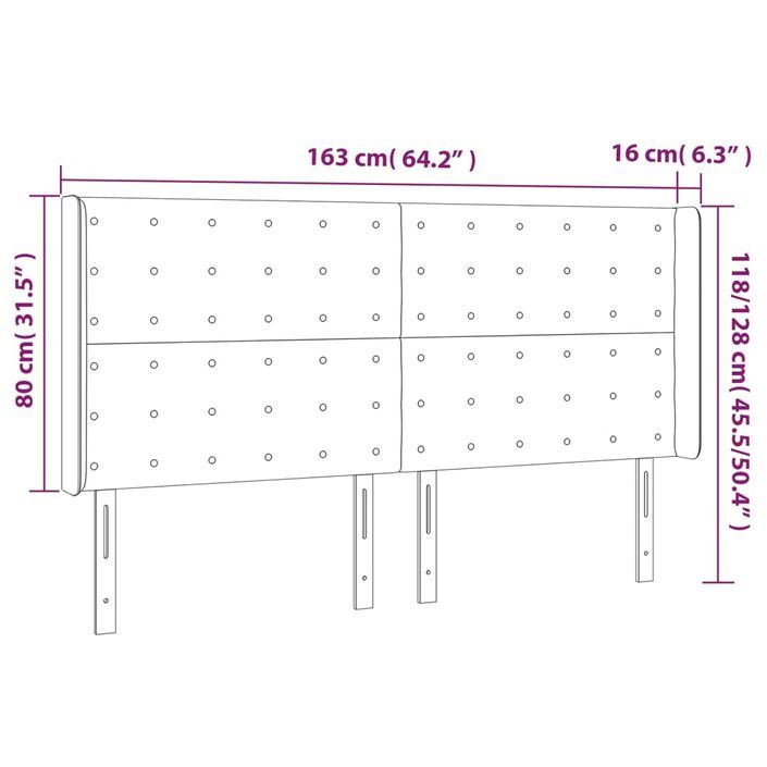 Tête de lit à LED Gris 163x16x118/128 cm Similicuir - Photo n°6