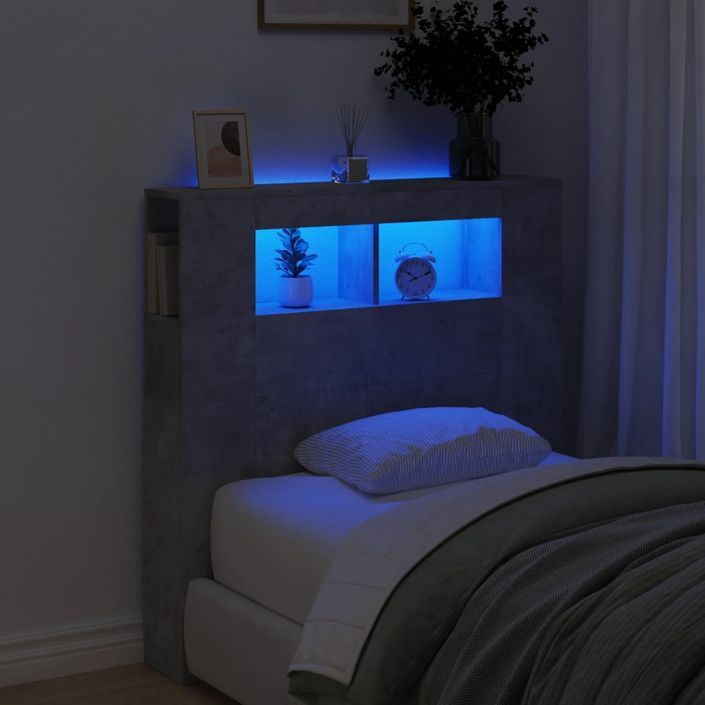 Tête de lit à LED gris béton 100x18,5x103,5cm bois d'ingénierie - Photo n°1