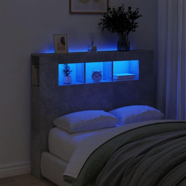 Tête de lit à LED gris béton 120x18,5x103,5cm bois d'ingénierie - Photo n°1