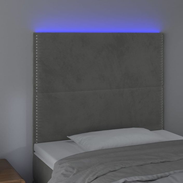 Tête de lit à LED Gris clair 100x5x118/128 cm Velours - Photo n°3