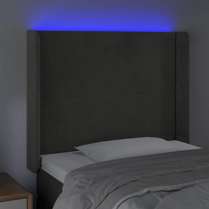 Tête de lit à LED Gris clair 103x16x118/128 cm Velours - Photo n°4
