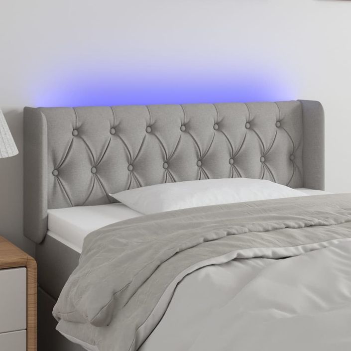 Tête de lit à LED Gris clair 103x16x78/88 cm Tissu - Photo n°1