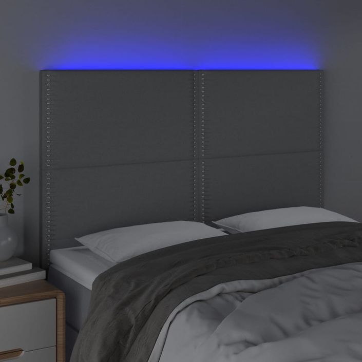 Tête de lit à LED Gris clair 144x5x118/128 cm Tissu - Photo n°3