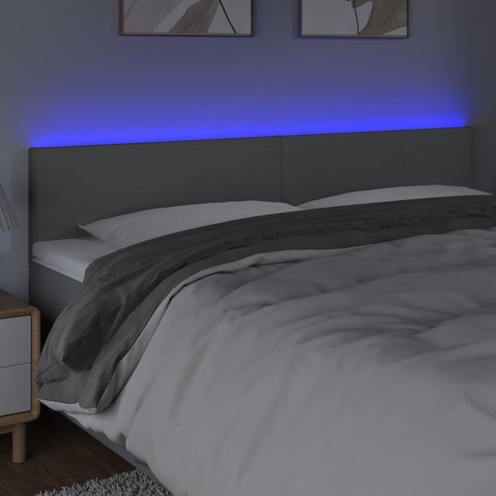 Tête de lit à LED Gris clair 180x5x78/88 cm Tissu - Photo n°3