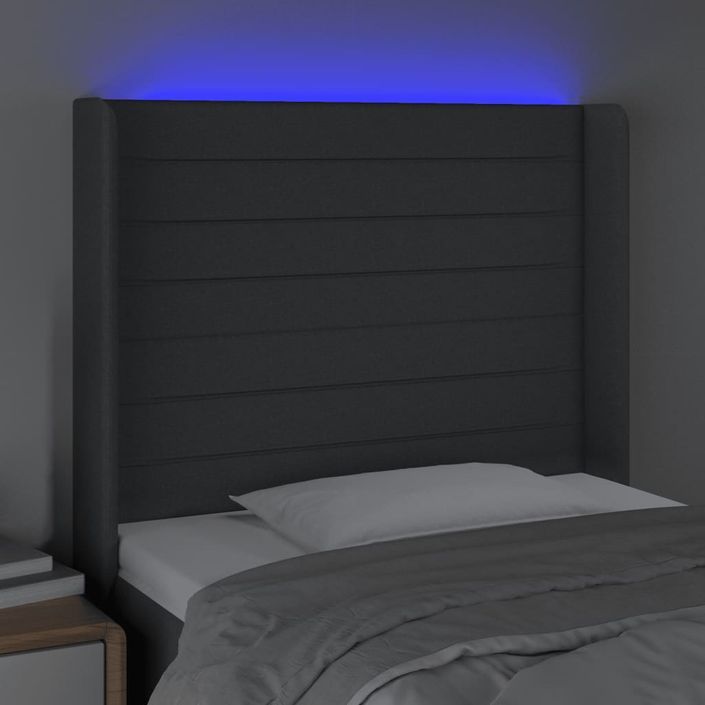 Tête de lit à LED Gris foncé 103x16x118/128 cm Tissu - Photo n°4
