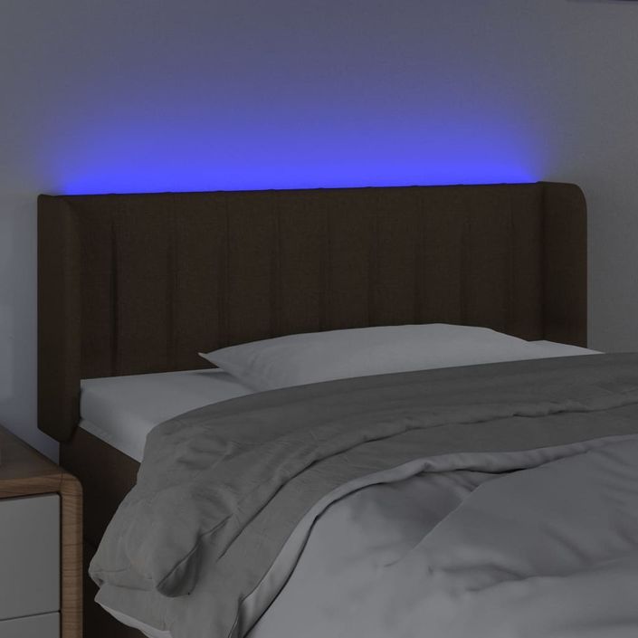 Tête de lit à LED Marron foncé 93x16x78/88 cm Tissu - Photo n°4