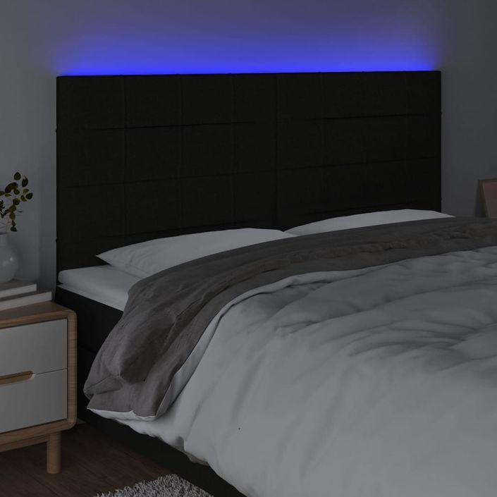 Tête de lit à LED Noir 200x5x118/128 cm Tissu - Photo n°3