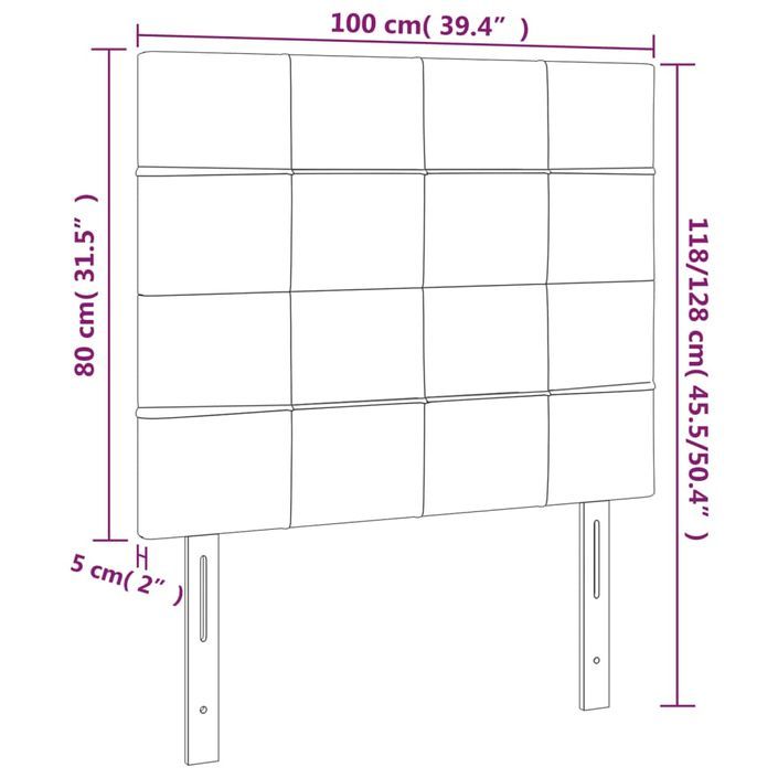 Tête de lit à LED Taupe 100x5x118/128 cm Tissu - Photo n°6