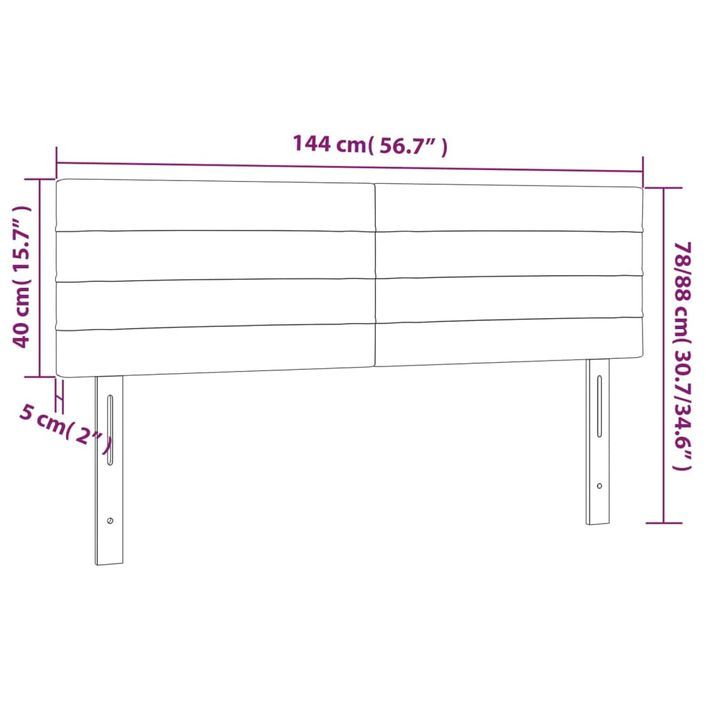 Tête de lit à LED Taupe 144x5x78/88 cm Tissu - Photo n°6