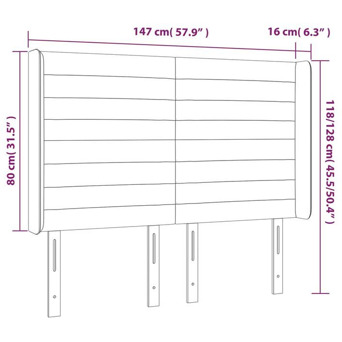 Tête de lit à LED Taupe 147x16x118/128 cm Tissu - Photo n°6