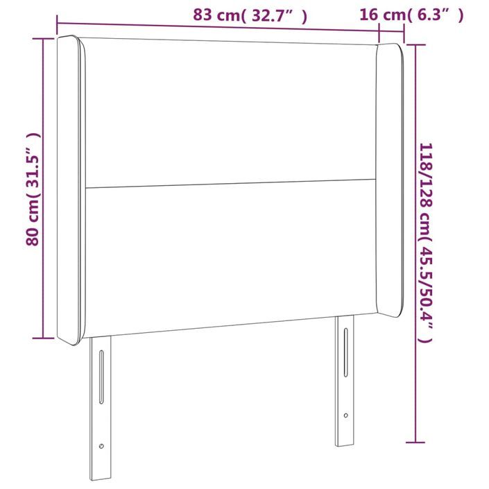 Tête de lit à LED Taupe 83x16x118/128 cm Tissu - Photo n°6