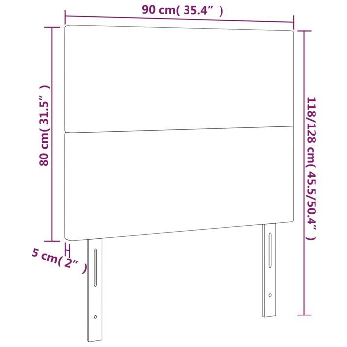 Tête de lit à LED Taupe 90x5x118/128 cm Tissu - Photo n°6