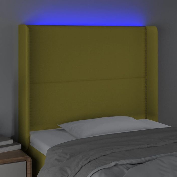 Tête de lit à LED Vert 103x16x118/128 cm Tissu - Photo n°4