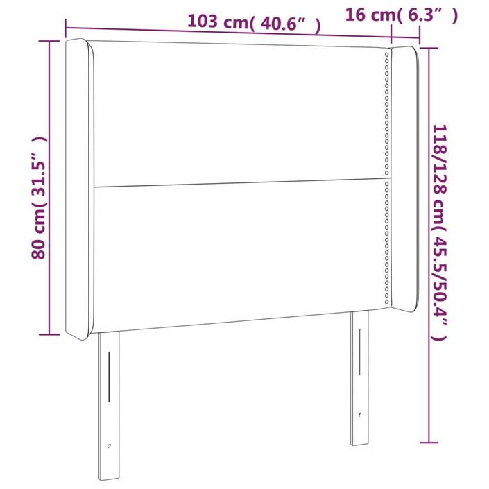 Tête de lit avec oreilles Blanc 103x16x118/128 cm Similicuir - Photo n°9