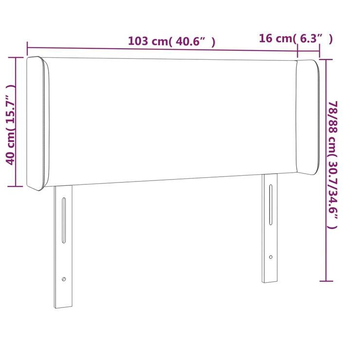 Tête de lit avec oreilles Blanc 103x16x78/88 cm Similicuir - Photo n°9