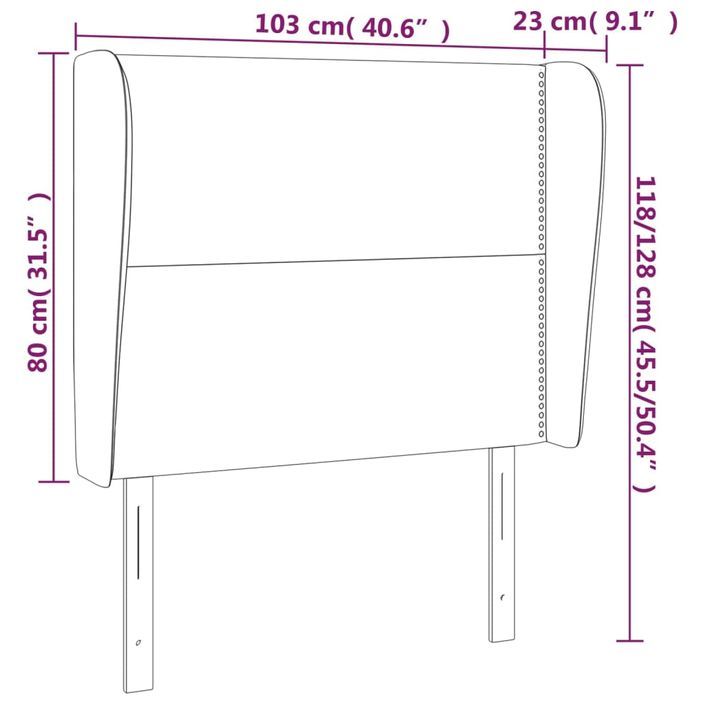 Tête de lit avec oreilles Blanc 103x23x118/128 cm Similicuir - Photo n°9