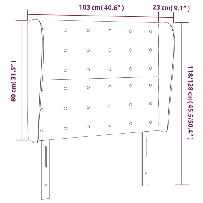 Tête de lit avec oreilles Blanc 103x23x118/128 cm Similicuir - Photo n°9