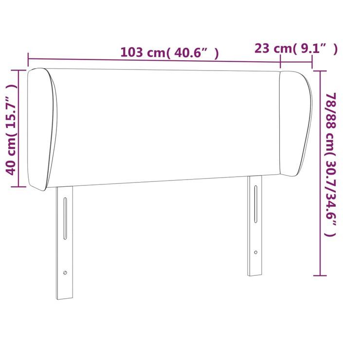 Tête de lit avec oreilles Blanc 103x23x78/88 cm Similicuir - Photo n°9