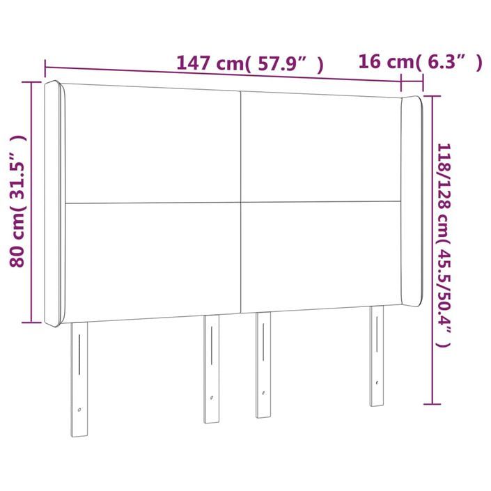 Tête de lit avec oreilles Blanc 147x16x118/128 cm Similicuir - Photo n°9