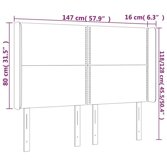 Tête de lit avec oreilles Blanc 147x16x118/128 cm Similicuir - Photo n°9