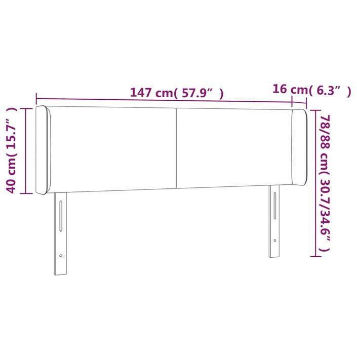 Tête de lit avec oreilles Blanc 147x16x78/88 cm Similicuir - Photo n°9