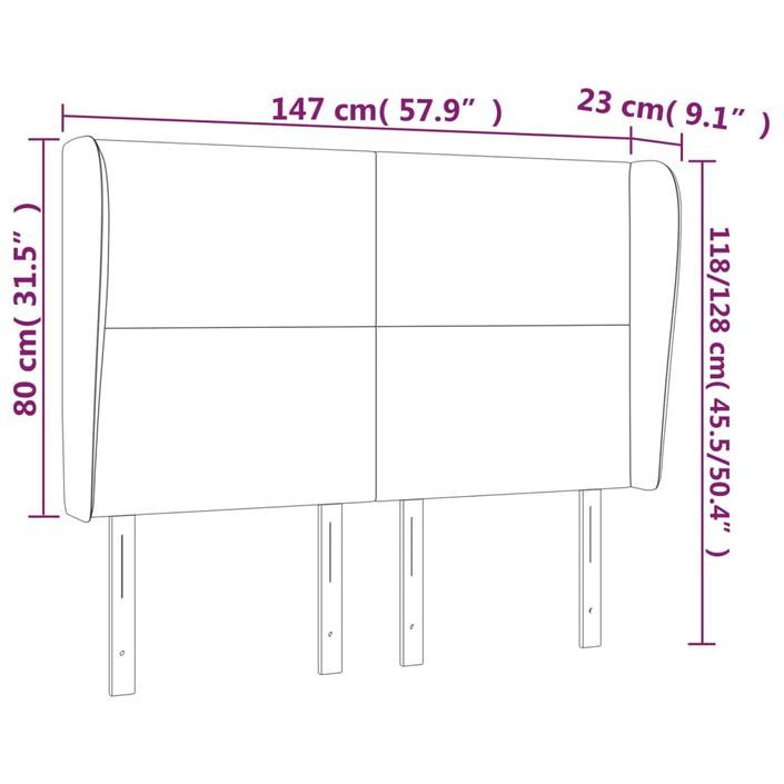 Tête de lit avec oreilles Blanc 147x23x118/128 cm Similicuir - Photo n°9