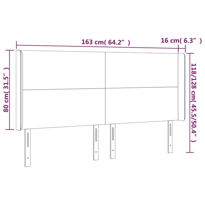 Tête de lit avec oreilles Blanc 163x16x118/128 cm Similicuir - Photo n°9