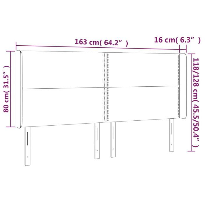 Tête de lit avec oreilles Blanc 163x16x118/128 cm Similicuir - Photo n°9