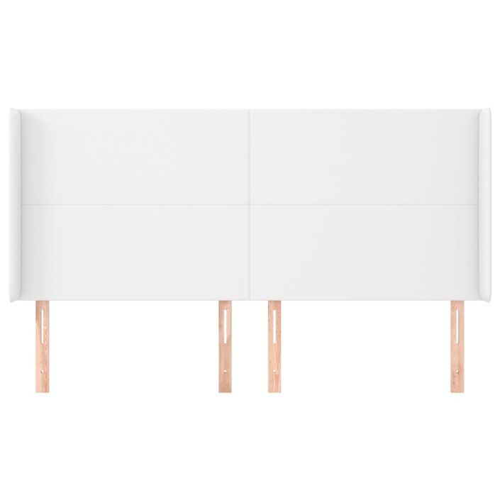 Tête de lit avec oreilles Blanc 163x23x118/128 cm Similicuir - Photo n°3