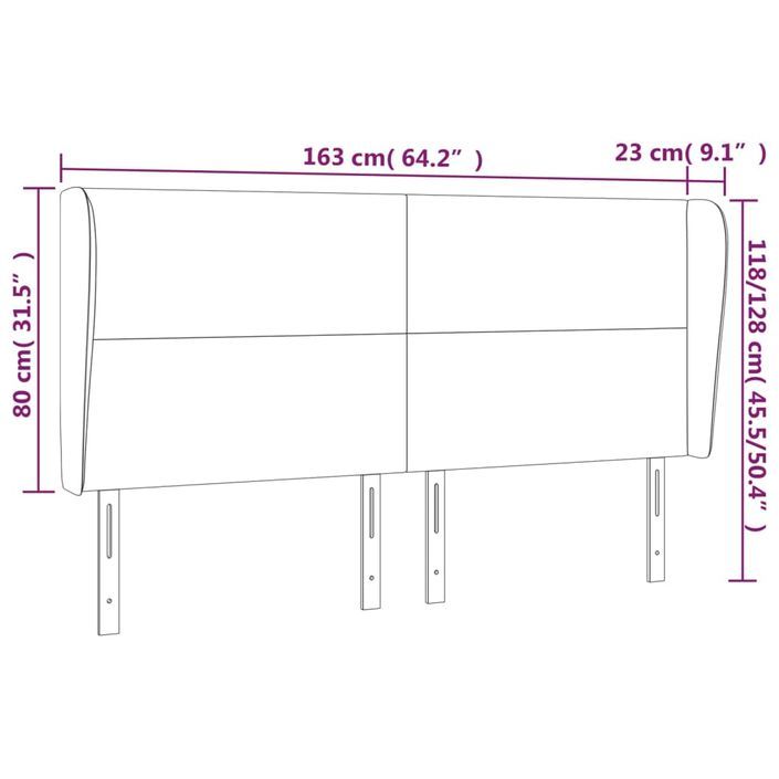 Tête de lit avec oreilles Blanc 163x23x118/128 cm Similicuir - Photo n°9