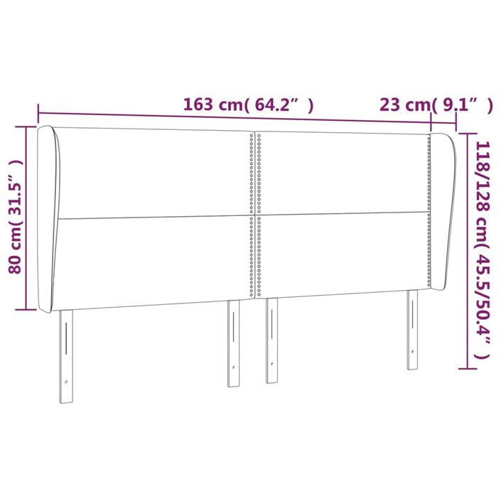 Tête de lit avec oreilles Blanc 163x23x118/128 cm Similicuir - Photo n°9