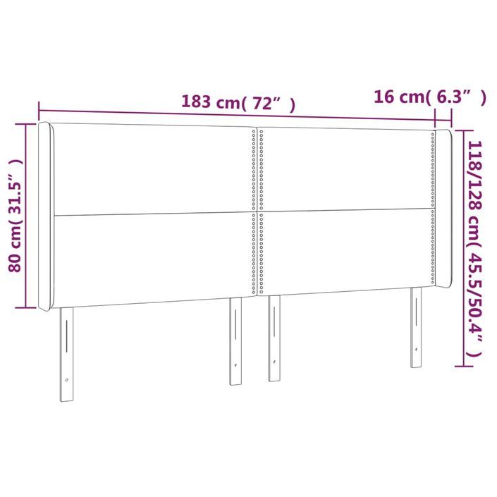 Tête de lit avec oreilles Blanc 183x16x118/128 cm Similicuir - Photo n°9