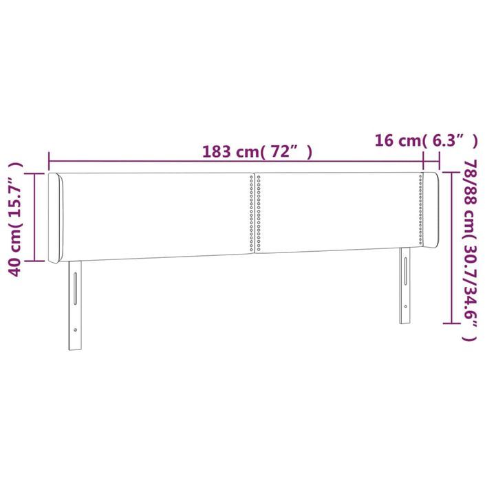 Tête de lit avec oreilles Blanc 183x16x78/88 cm Similicuir - Photo n°9