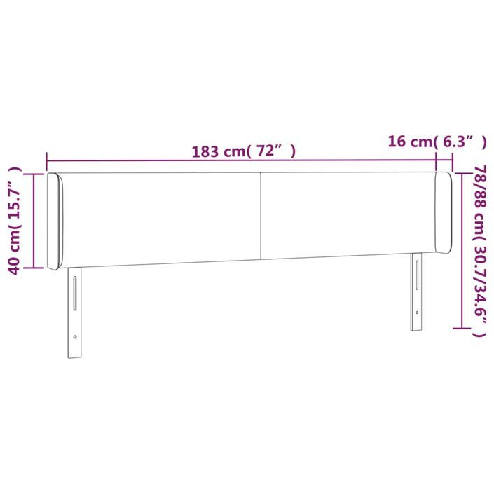 Tête de lit avec oreilles Blanc 183x16x78/88 cm Similicuir - Photo n°9