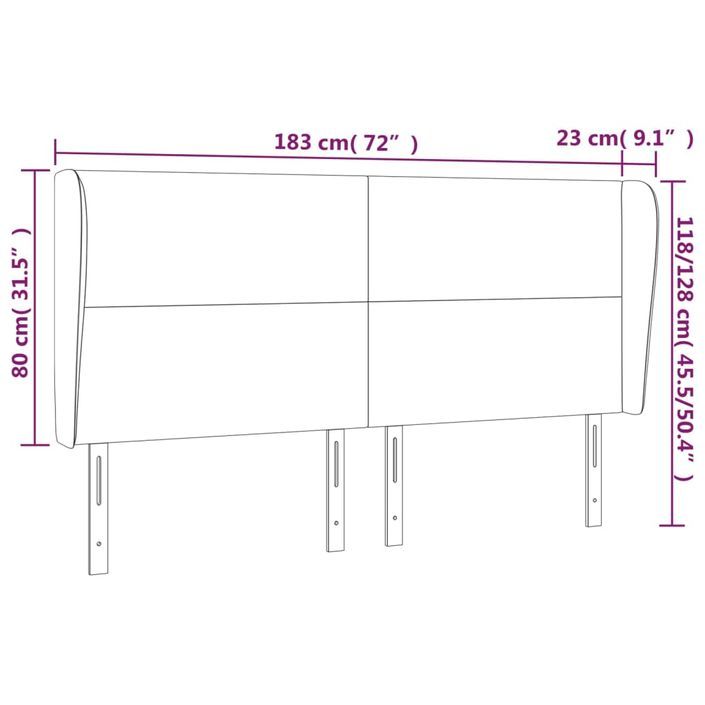 Tête de lit avec oreilles Blanc 183x23x118/128 cm Similicuir - Photo n°9