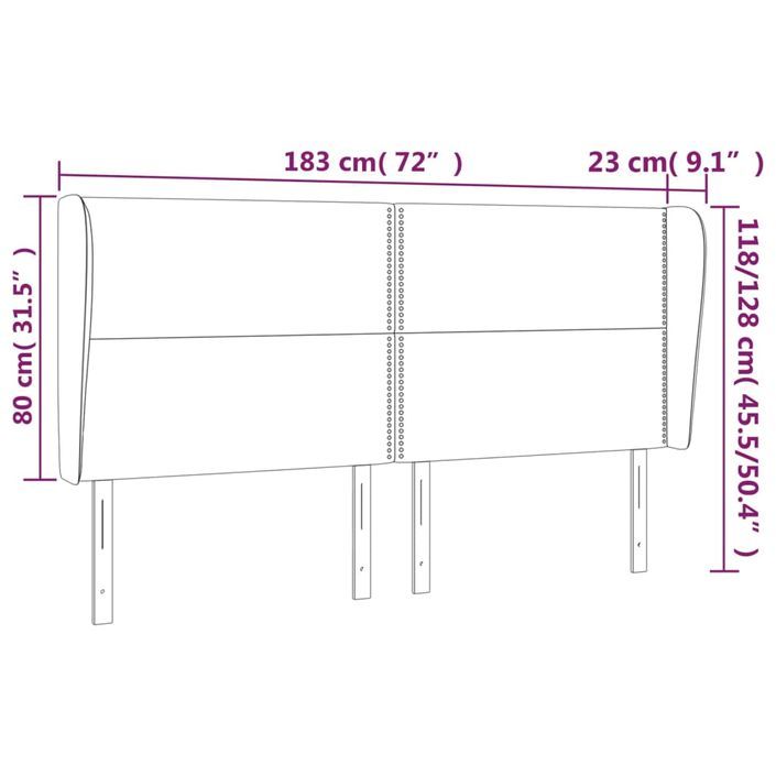 Tête de lit avec oreilles Blanc 183x23x118/128 cm Similicuir - Photo n°9