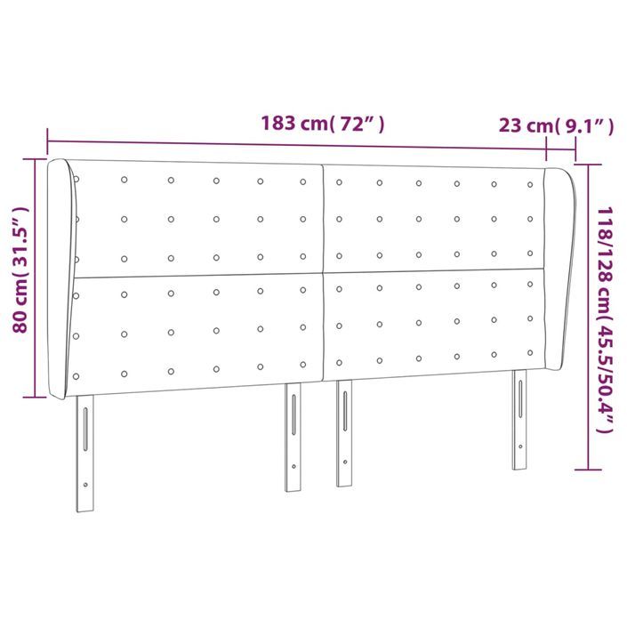 Tête de lit avec oreilles Blanc 183x23x118/128 cm Similicuir - Photo n°9