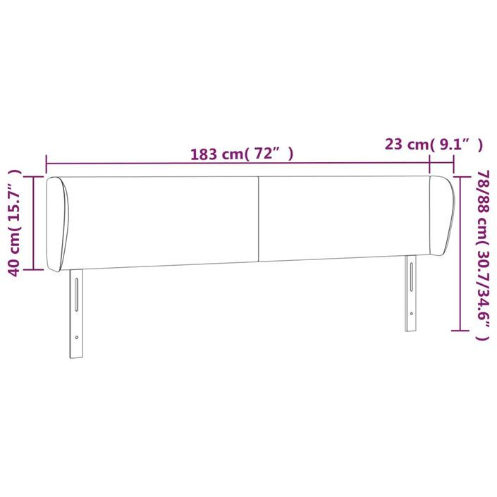 Tête de lit avec oreilles Blanc 183x23x78/88 cm Similicuir - Photo n°9