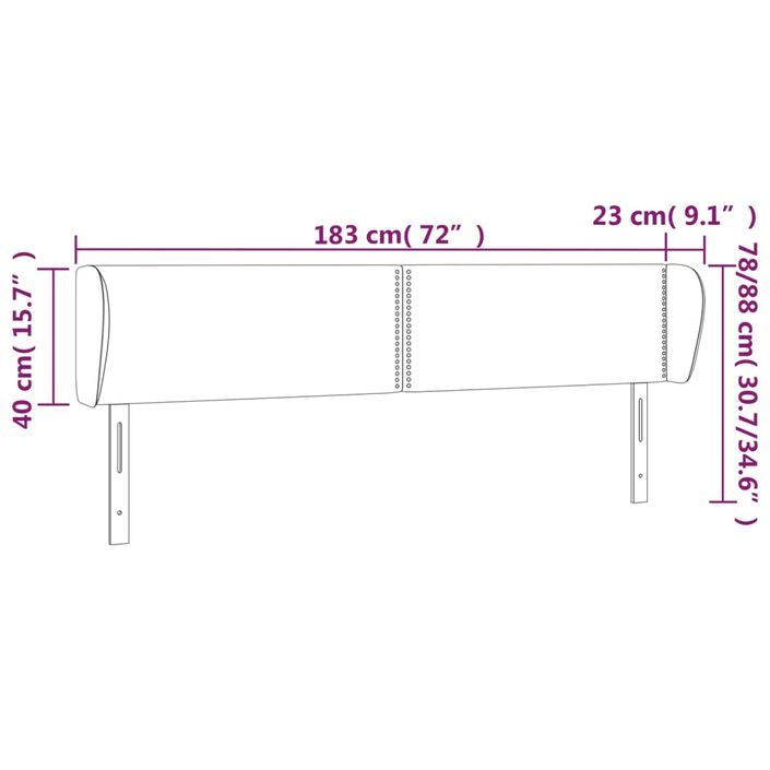 Tête de lit avec oreilles Blanc 183x23x78/88 cm Similicuir - Photo n°9