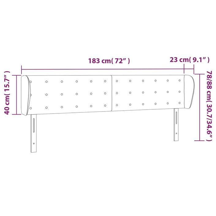 Tête de lit avec oreilles Blanc 183x23x78/88 cm Similicuir - Photo n°9