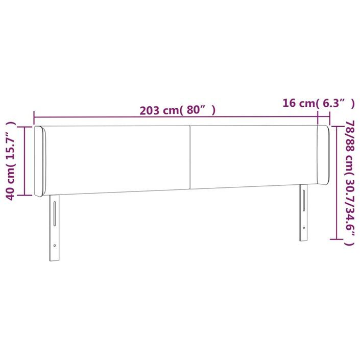 Tête de lit avec oreilles Blanc 203x16x78/88 cm Similicuir - Photo n°9