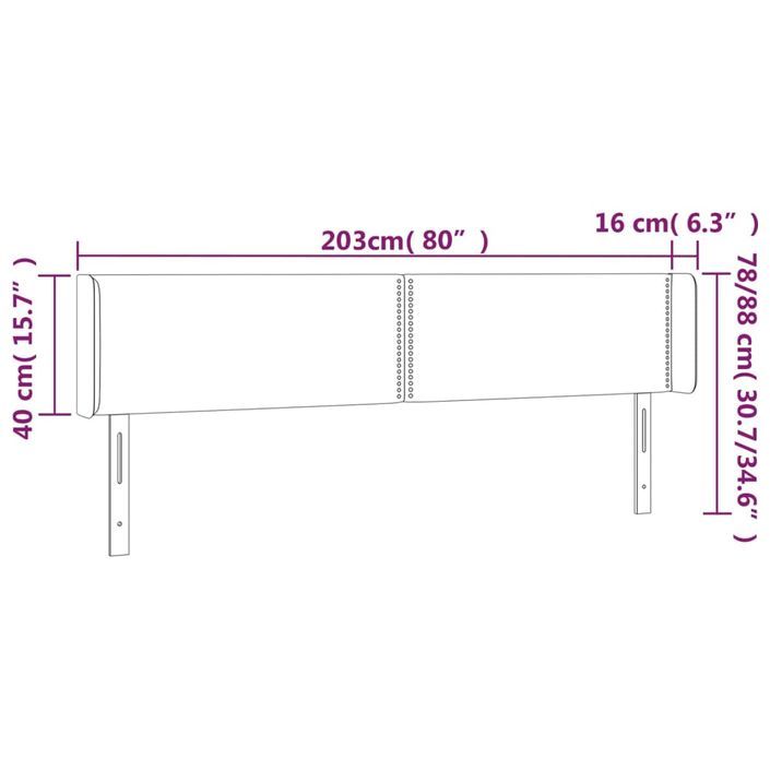 Tête de lit avec oreilles Blanc 203x16x78/88 cm Similicuir - Photo n°9