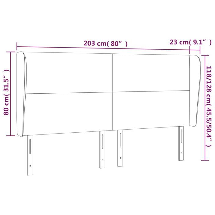 Tête de lit avec oreilles Blanc 203x23x118/128 cm Similicuir - Photo n°9