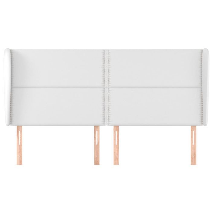 Tête de lit avec oreilles Blanc 203x23x118/128 cm Similicuir - Photo n°3