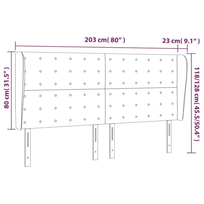 Tête de lit avec oreilles Blanc 203x23x118/128 cm Similicuir - Photo n°9