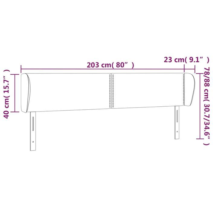 Tête de lit avec oreilles Blanc 203x23x78/88 cm Similicuir - Photo n°9