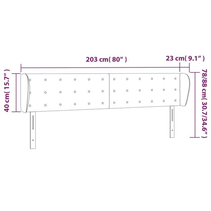 Tête de lit avec oreilles Blanc 203x23x78/88 cm Similicuir - Photo n°9