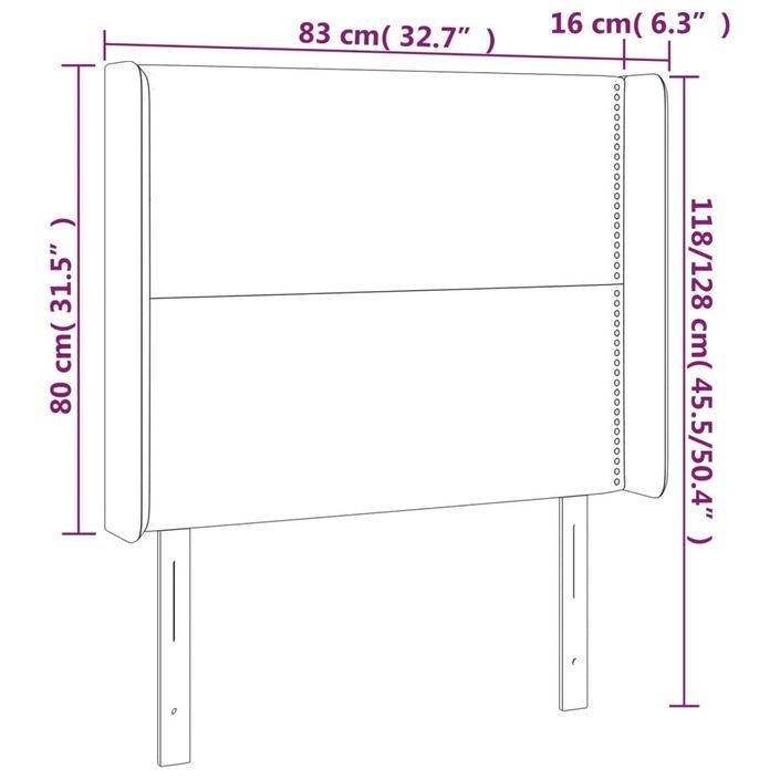 Tête de lit avec oreilles Blanc 83x16x118/128 cm Similicuir - Photo n°9