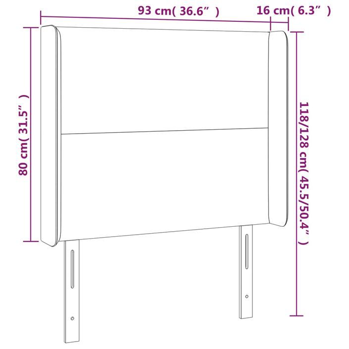 Tête de lit avec oreilles Blanc 93x16x118/128 cm Similicuir - Photo n°9