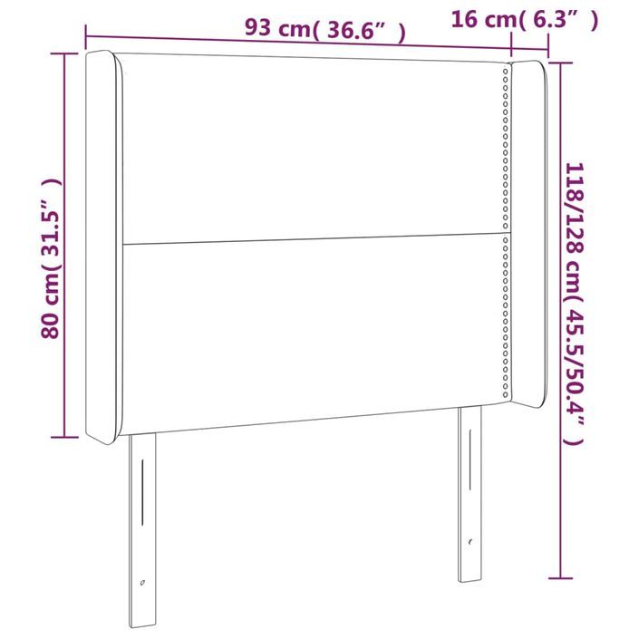 Tête de lit avec oreilles Blanc 93x16x118/128 cm Similicuir - Photo n°9